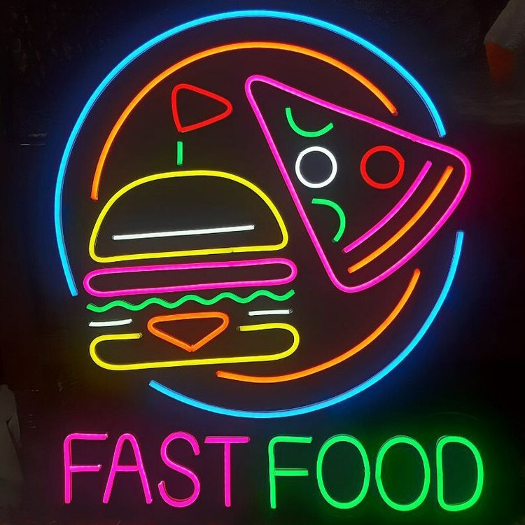 تاللو نئون پیتزا و همبرگر