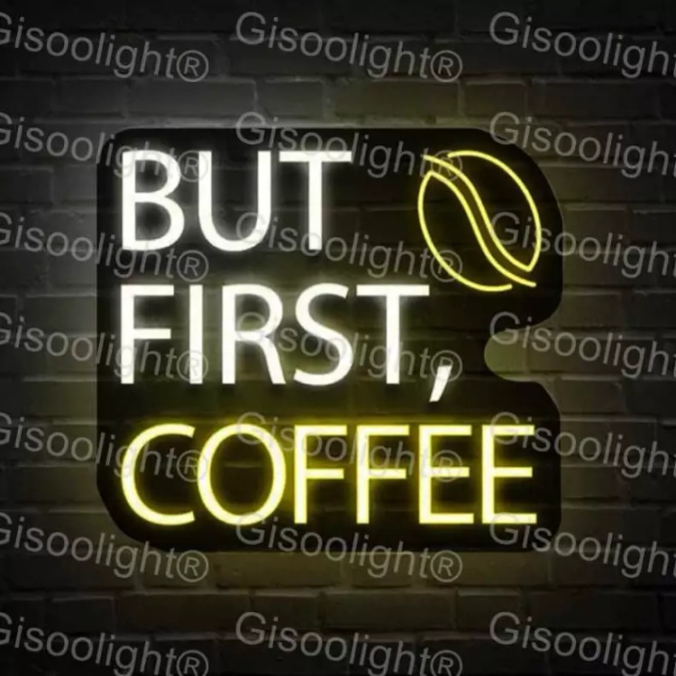 تابلو نئون کافه متن BUT FIRST COFFEE
