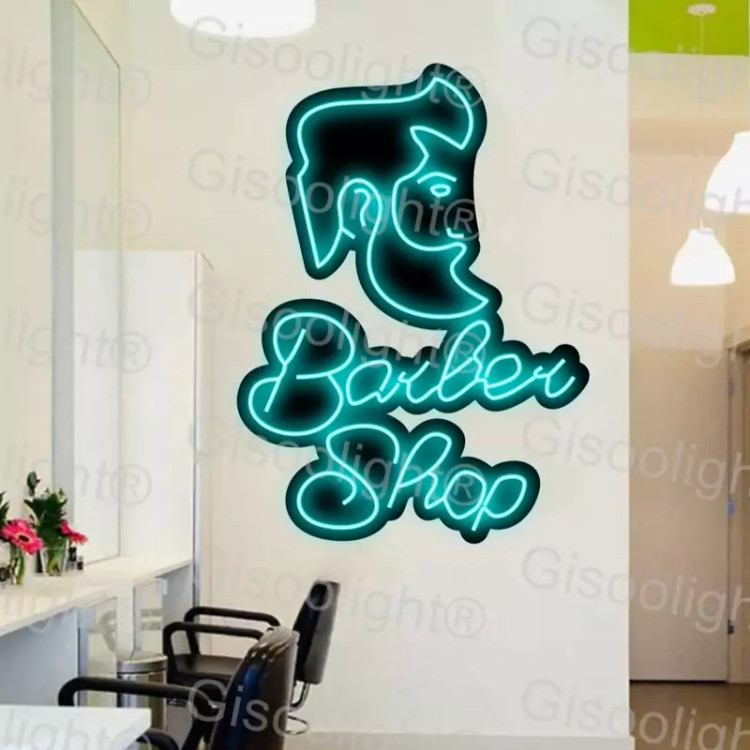 تابلو نئون پلکسی ارایشگاه مردانه جدید