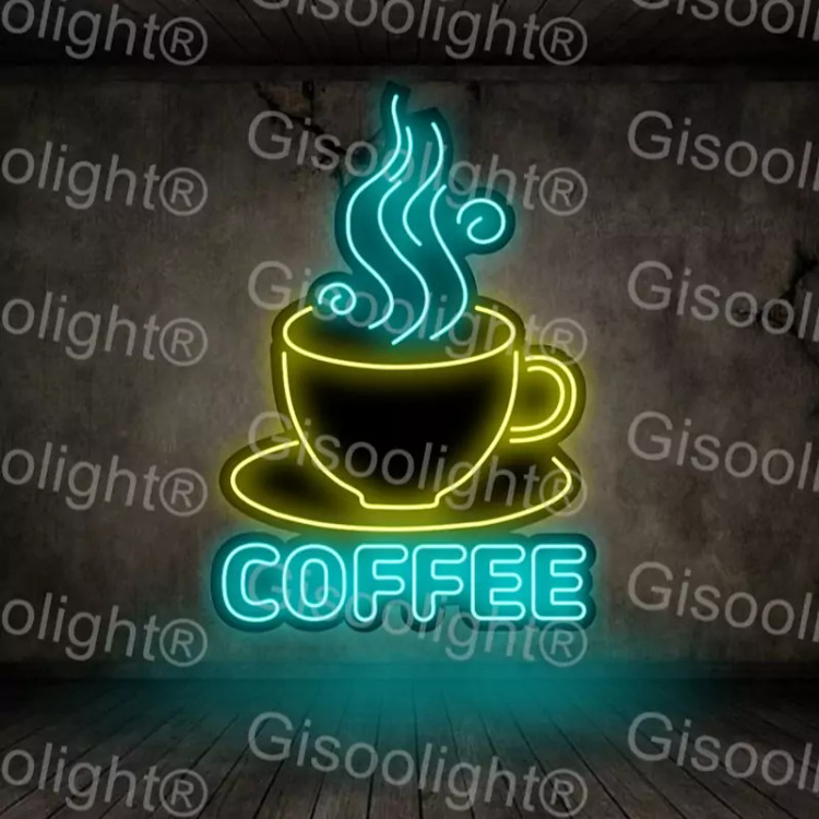 تابلو نئون پلکسی قهوه گیسولایت