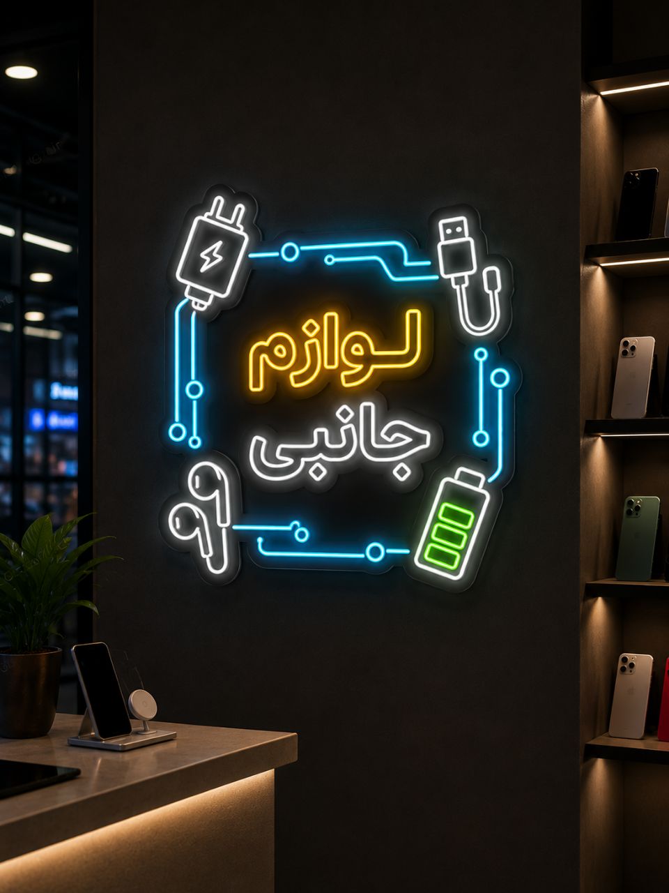 تابلو نئون لوازم جانبی موبایل