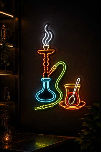 تابلو نئون قلیان و چای نبات